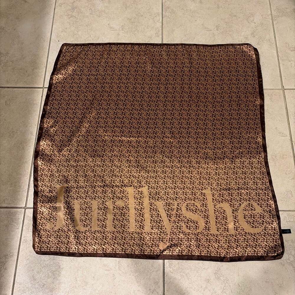 Unifryshe Brown Monogram Print Silk Scarf 60x60cm